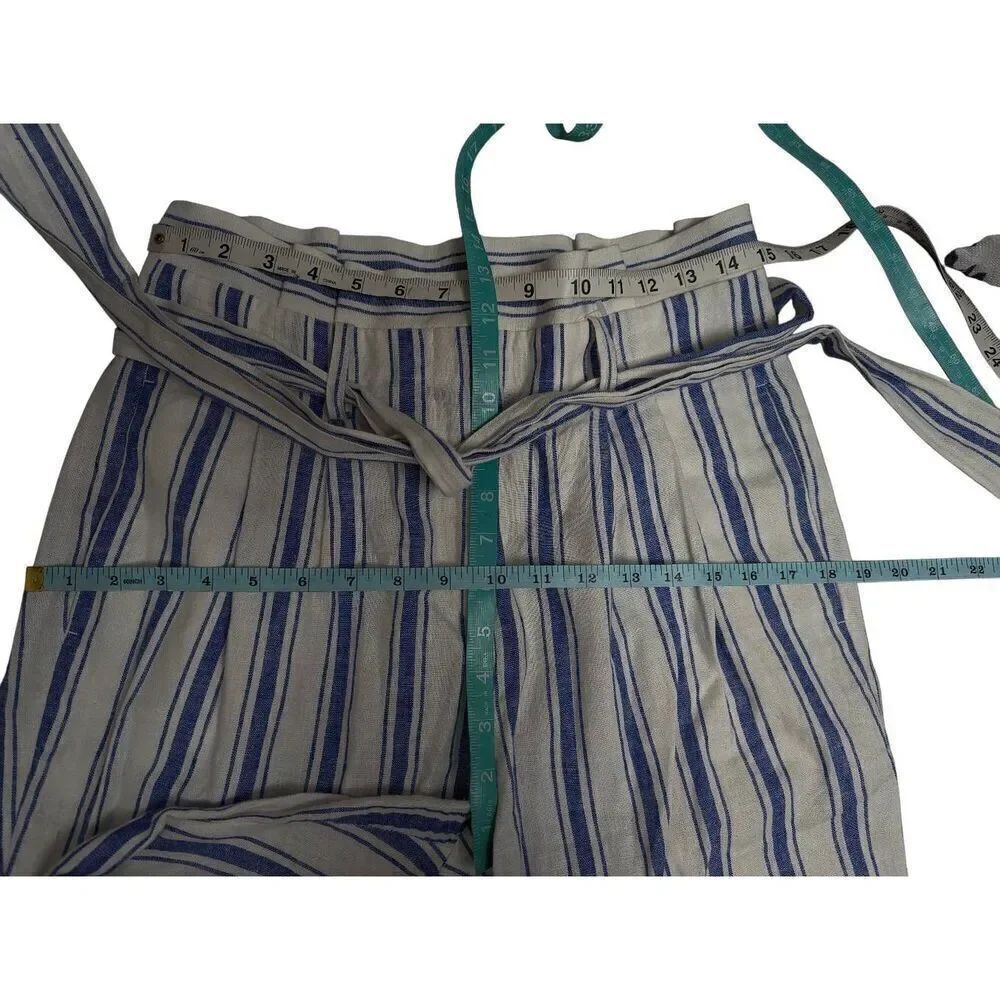 Boden St Ives paperbag striped linen blend trousers pants US 6 - Picture 5 of 11